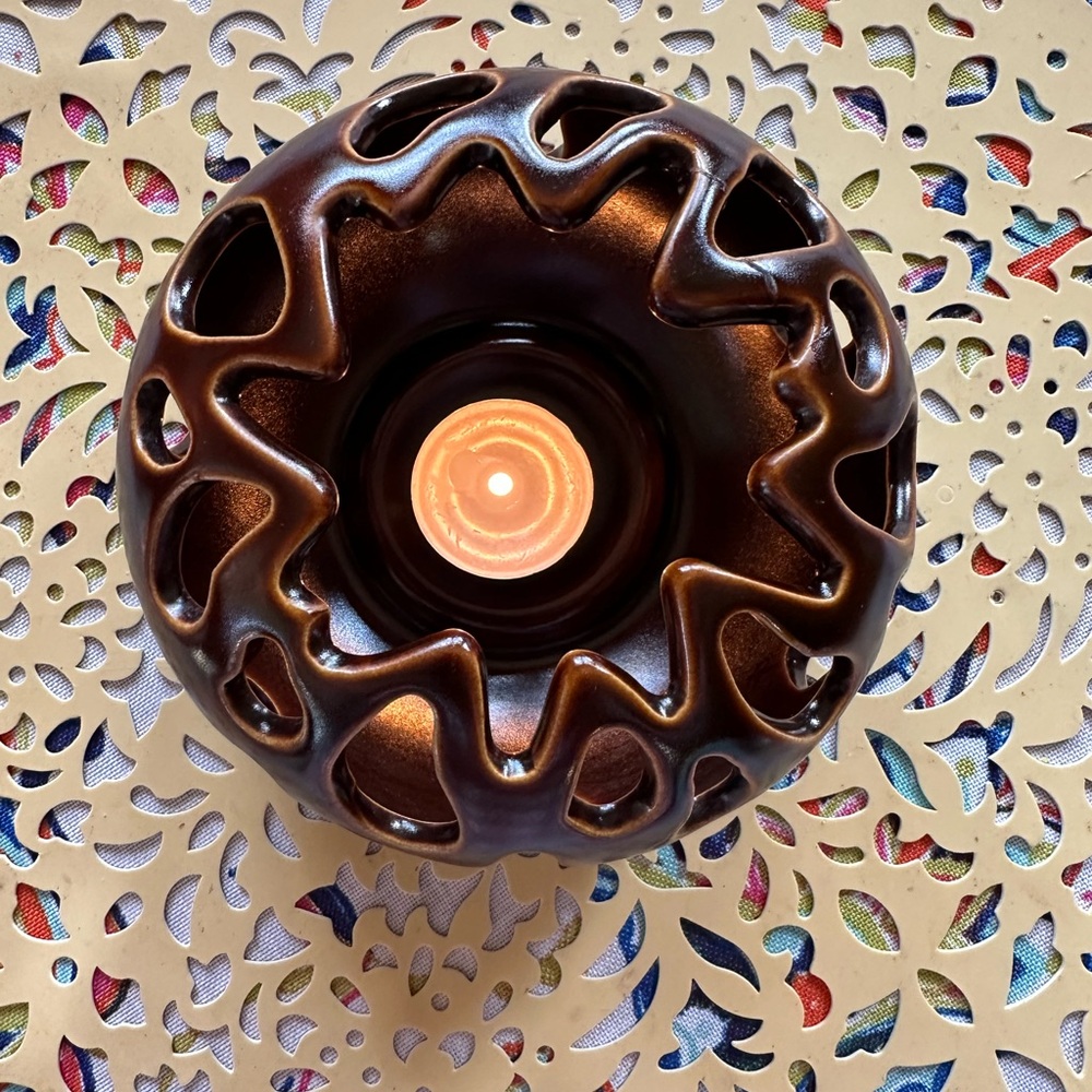 PartyLite Rich Brown Ceramic Base